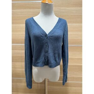 American Eagle Women's Cropped Cardigan Sweater Blue Size S
